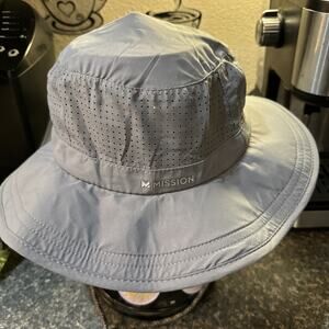 Mission Cooling HydroActive Vented Bucket Hat Wet To Cool UPF 50 Charcoal Gray